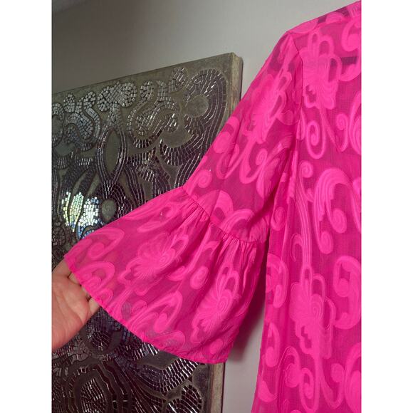 NWT LILLY PULITZER COVERUP SWIM MOTLEY MAXI AURA PINK POLY CREPE SWIFT CLIP - Picture 7 of 9